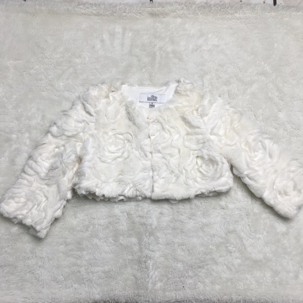 Badgley Mischka Toddler Girl White Ruffled Bolero Jacket Size Small